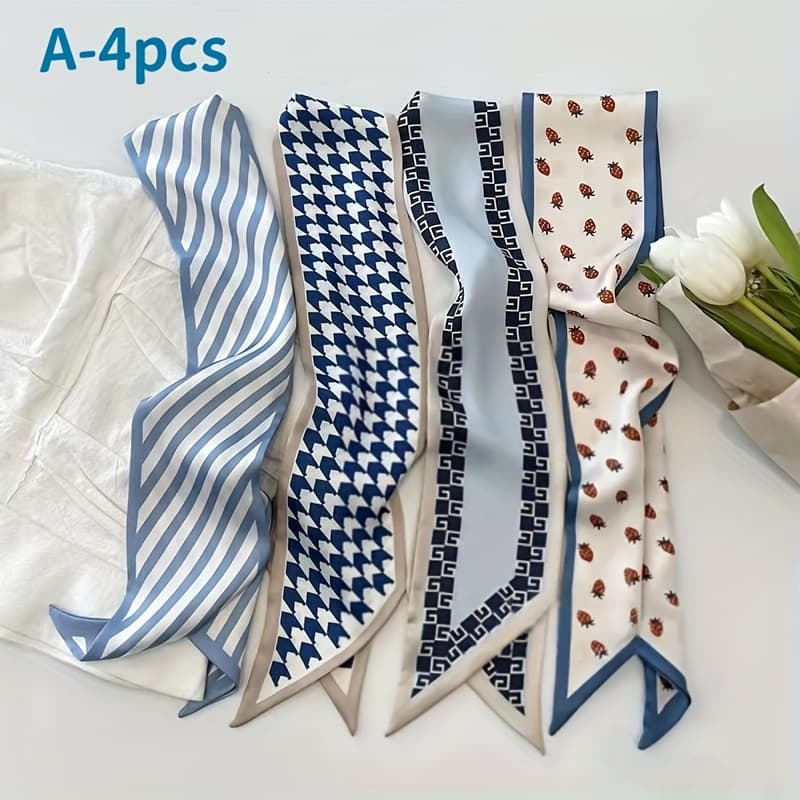 TEMU 4pcs/set Long Scarves Headbands Set For Women, Sweet Accessories, , For ,