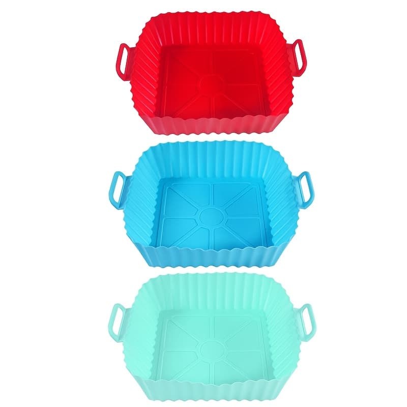 TEMU Air Fryer Silicone Mat Tray Set Scratch-resistant Stain-resistant Heat-resistant In 3 Different Colors Suitable For Microwave Baking And Grilling Frying