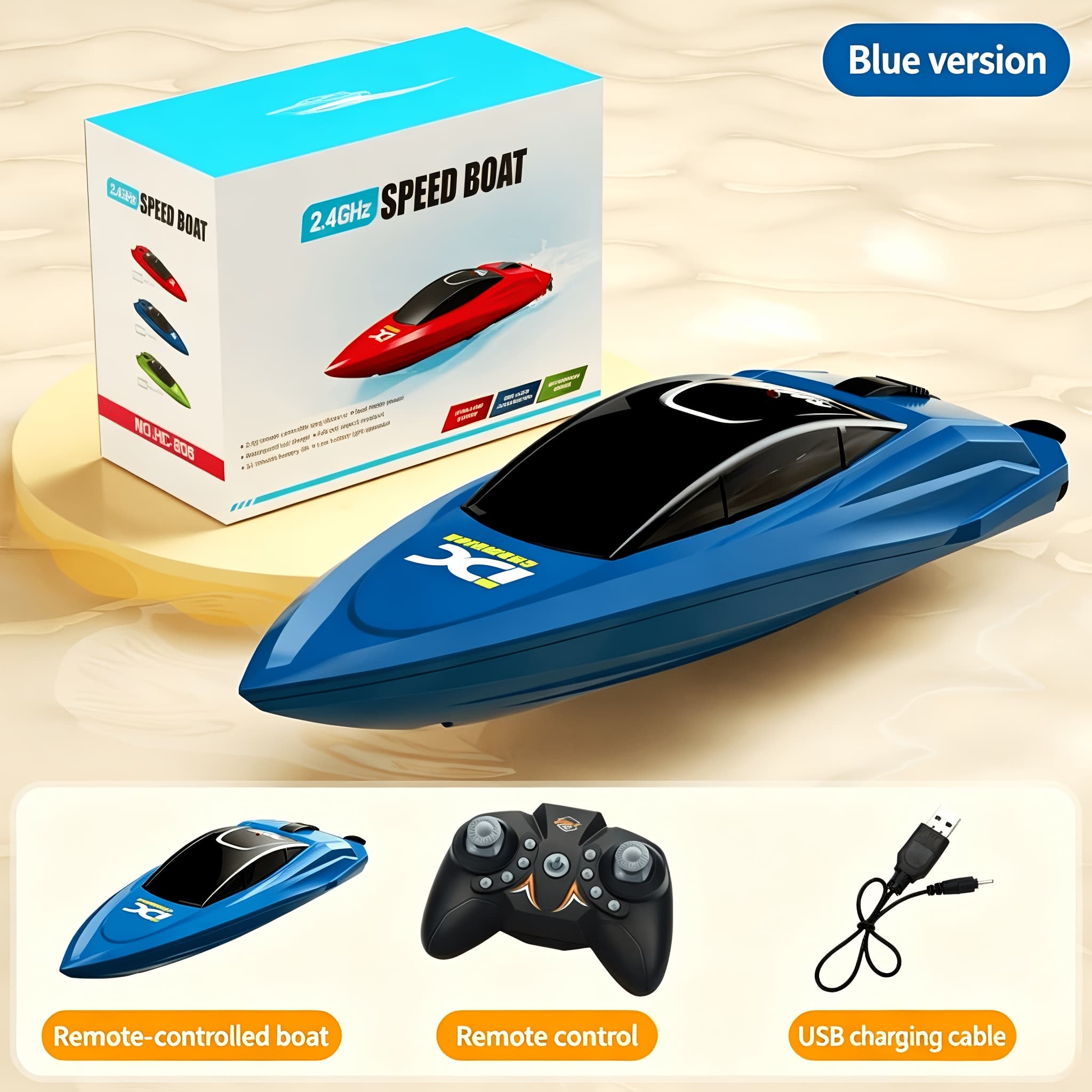 TEMU Light Toy 2w Pool Party Summerracing Boat Mini Rc Boats 2.4g High Boat 4ch Remote Control With Led