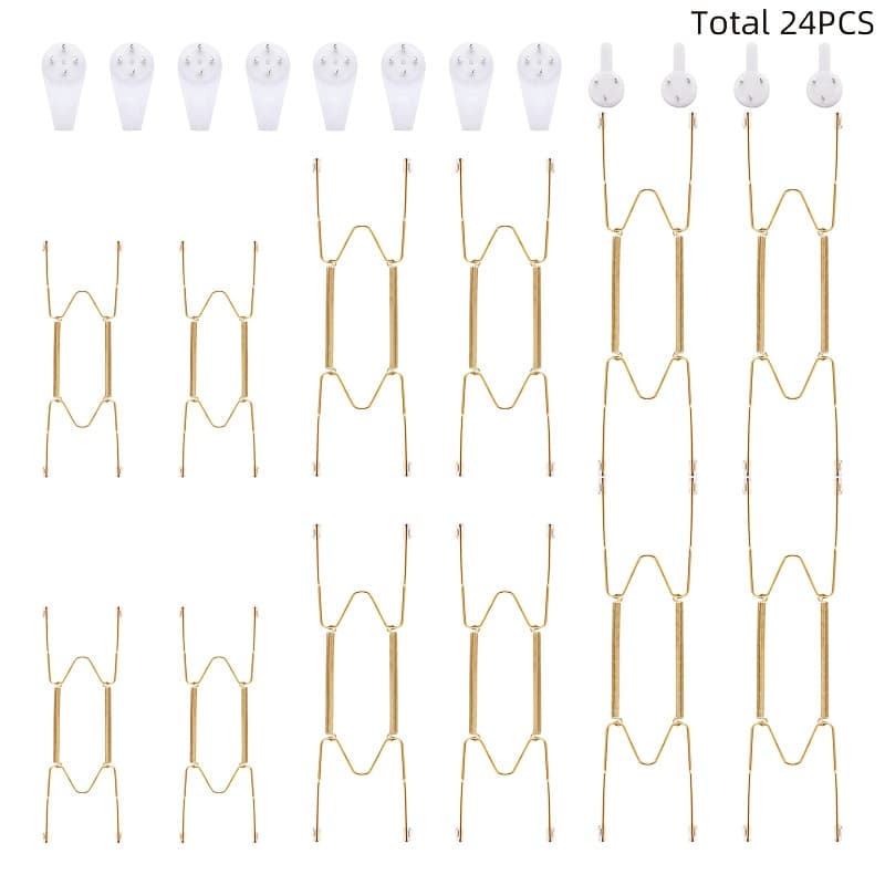 TEMU 24pcs/set Includes 12pcs Plate Hangers Wall Plate Hangers, 6/8/10 Inch Invisible Decorative Wire Plate Hangers Holders In Sizes With 12pcs Wall Hooks For Decorative Plates And Art