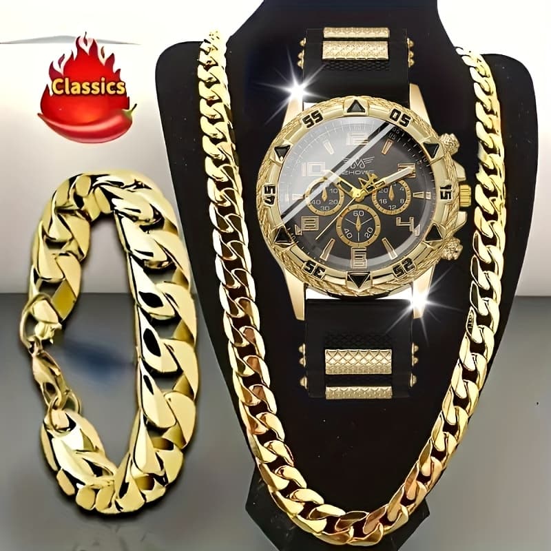 TEMU 3pcs Set Of High-end, Stylish, Versatile Men's Watches, A Perfect Festive Gift For Him Suitable For Valentine's Day, Halloween, Christmas, Birthdays, And Anniversaries.