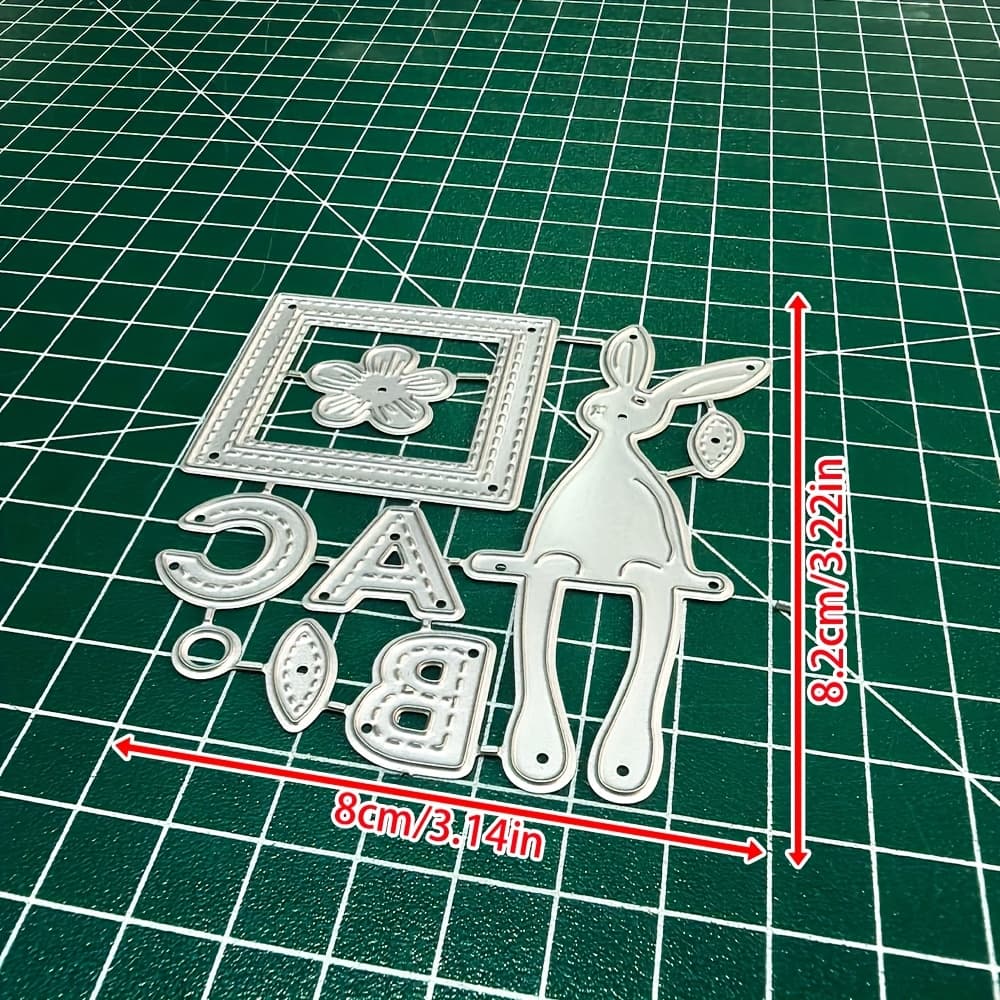 TEMU 1pc Rabbit And Flowers Metal Cutting Die For Scrapbooking And Crafting, Diy Embossing Template, Handmade Card And Gift Card Making Tool.