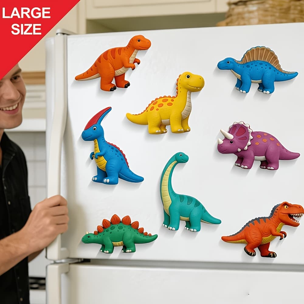 TEMU 8pcs Large Size Cartoon Dinosaur Dishwasher Magnet Stickers, 9 Kinds Of Cute Dinosaur Shapes, Suitable For Refrigerator Decoration, Dishwasher Decoration, Garage Decoration, Ideal Gift For
