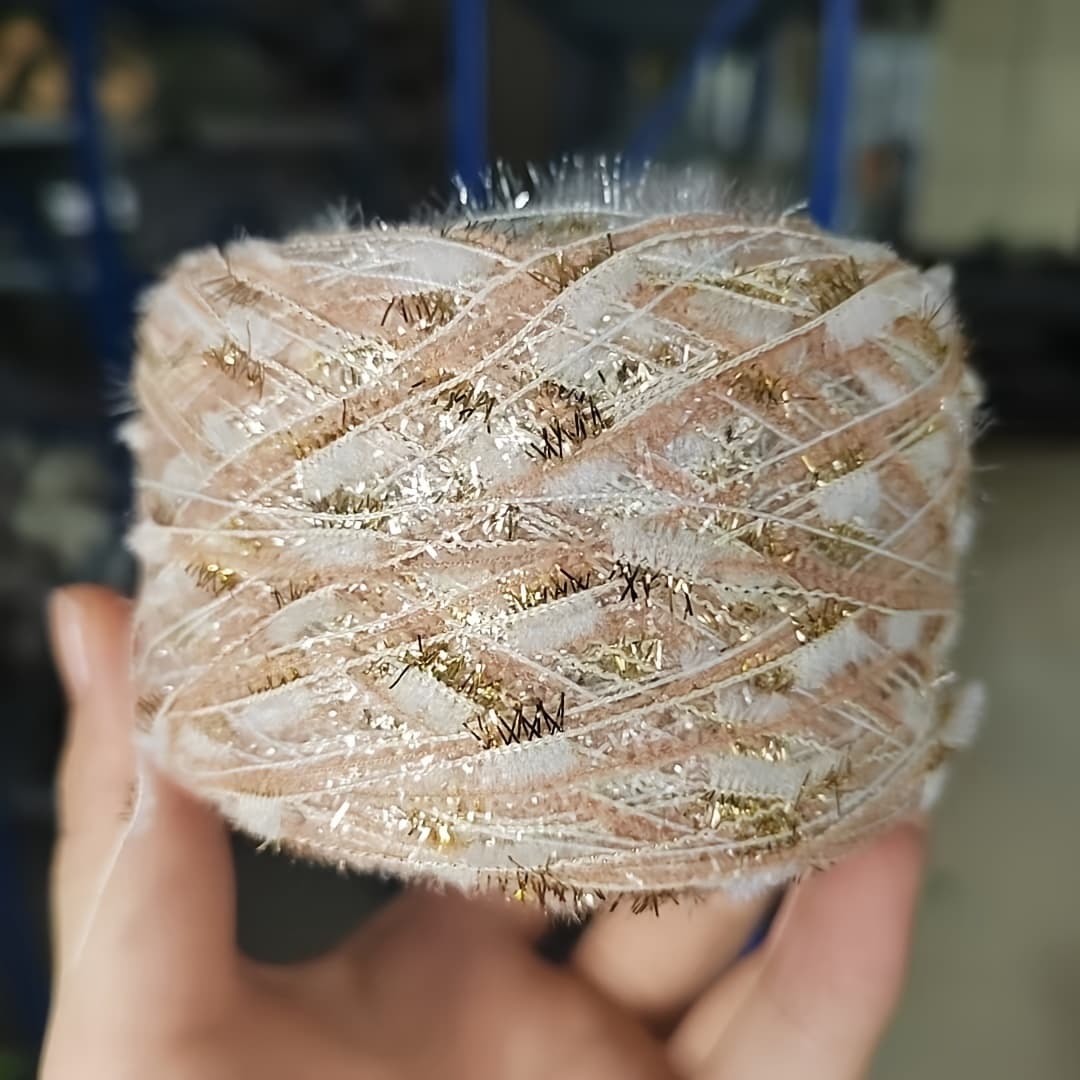 TEMU 50 Grams Of Small Nylon Hand-mixed Yarn, Sequined Fancy Toothbrush Yarn, Multi-strand Thread For Additions Like Hair Clips, Knitting Yarn For Sweaters, Hats, And Slippers, Handmade Gift Yarn