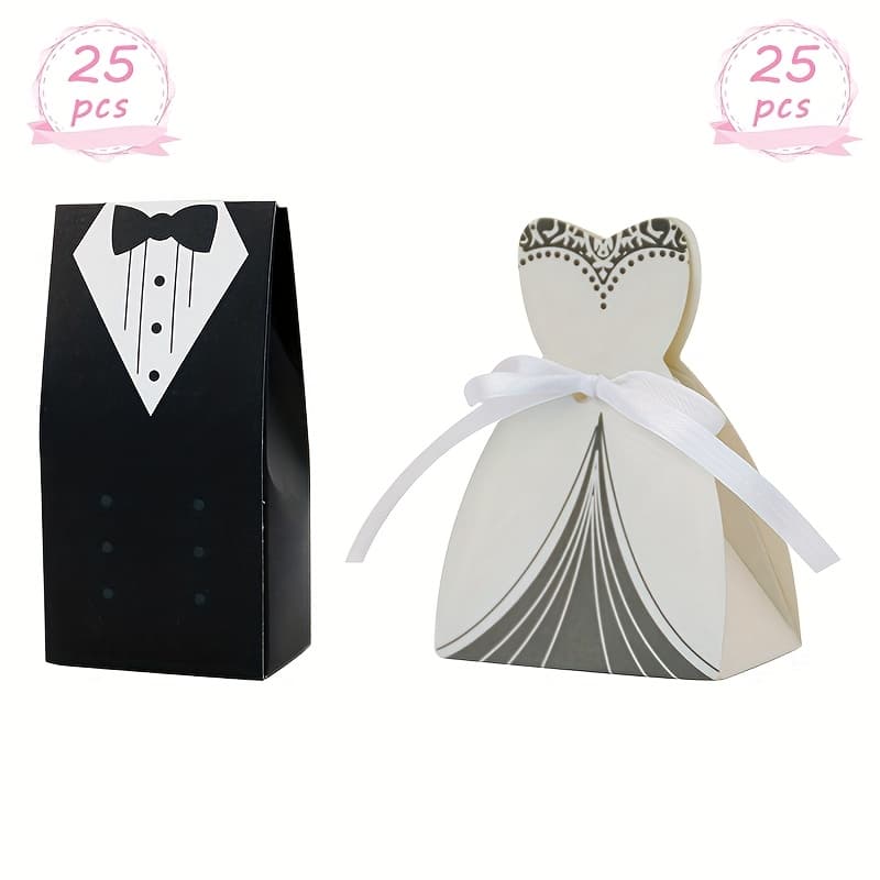 TEMU Gift For Her/him 50pcs Elegant Wedding Favor Boxes With Ribbon - Perfect For , Party Decorations & Gifts