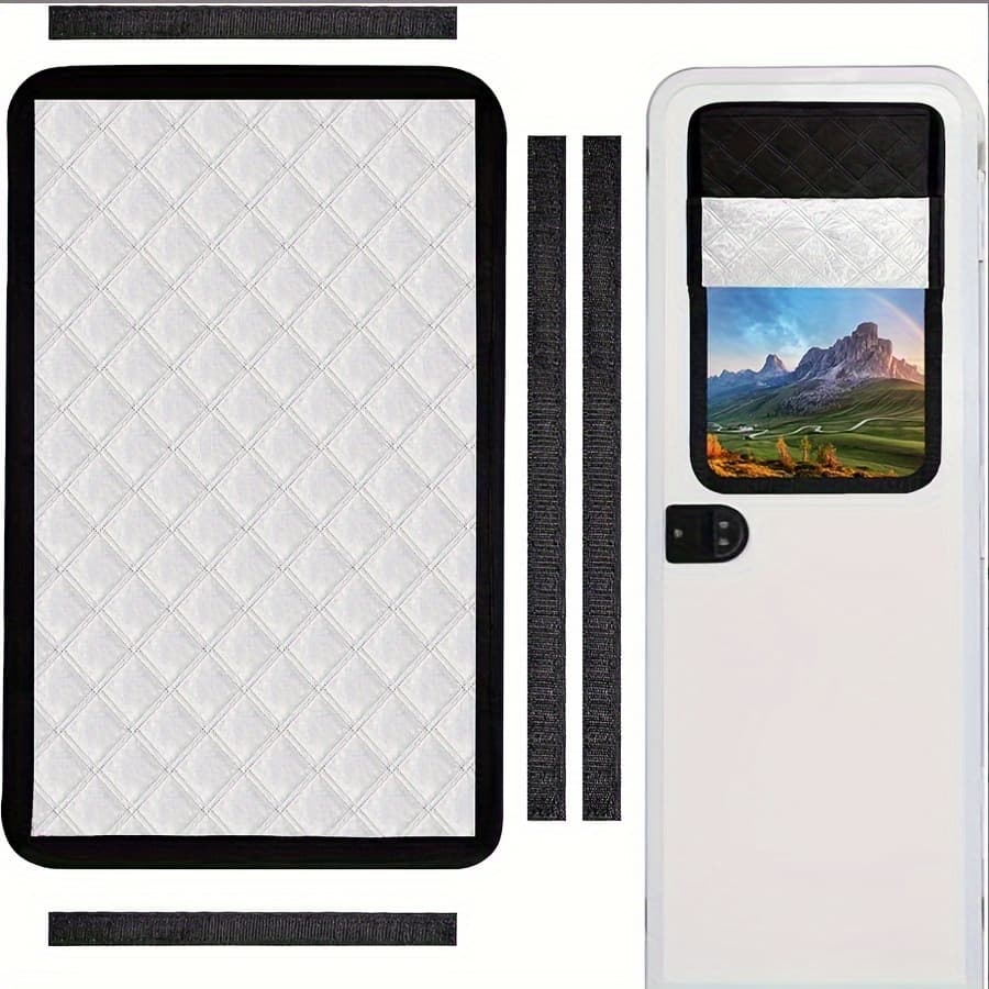 TEMU 1 Piece Of Rv Blackout Door Curtain, Foldable Sunshade For Privacy, Travel Trailer Camping Side Shade, Border Crossing Rv Screens, Rv Curtains