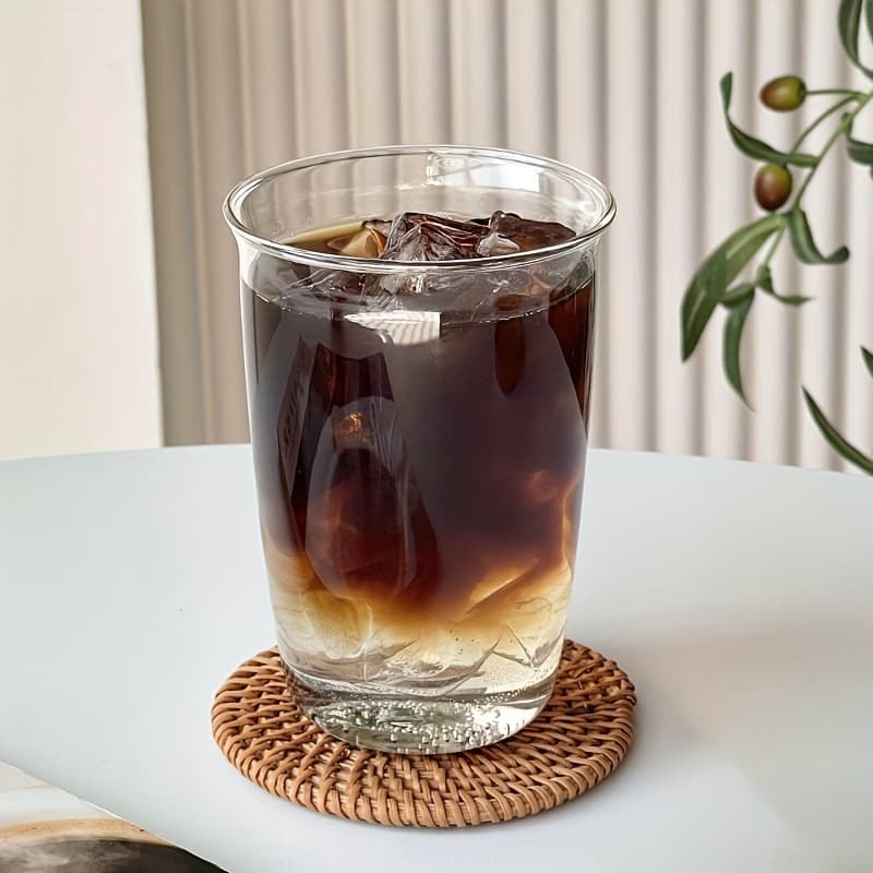 TEMU 1pc Iced Americano Latte Coffee Cup High Borosilicate Glass Cup Simplified Water Cup Milk Cup Beverage Cup Juice Cup