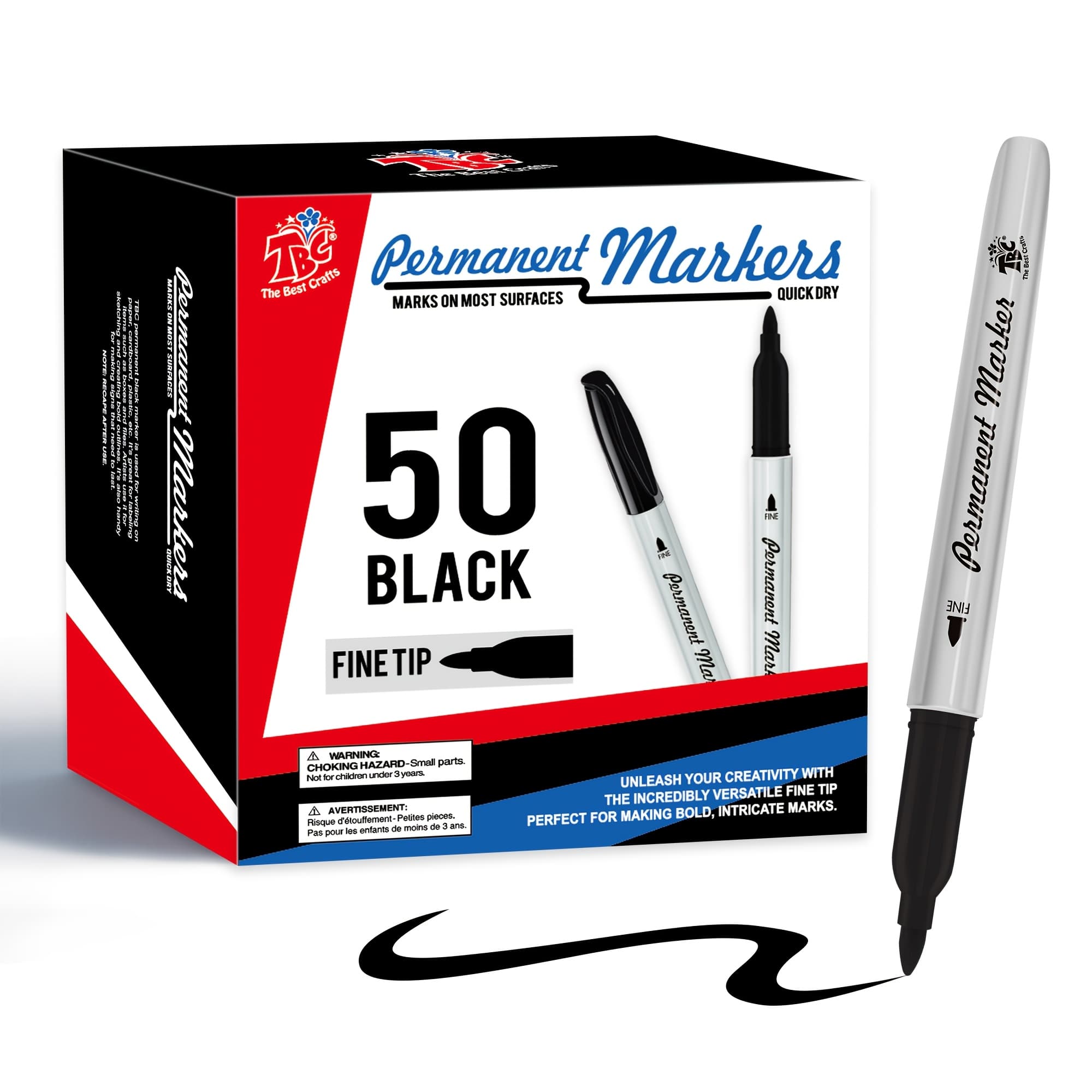 TEMU 50 Black Tbc The Best Crafts Permanent Markers Set | Fine Flexible Tip, Quick-dry & Fade-resistant, Works On Paper, Plastic, Metal & More
