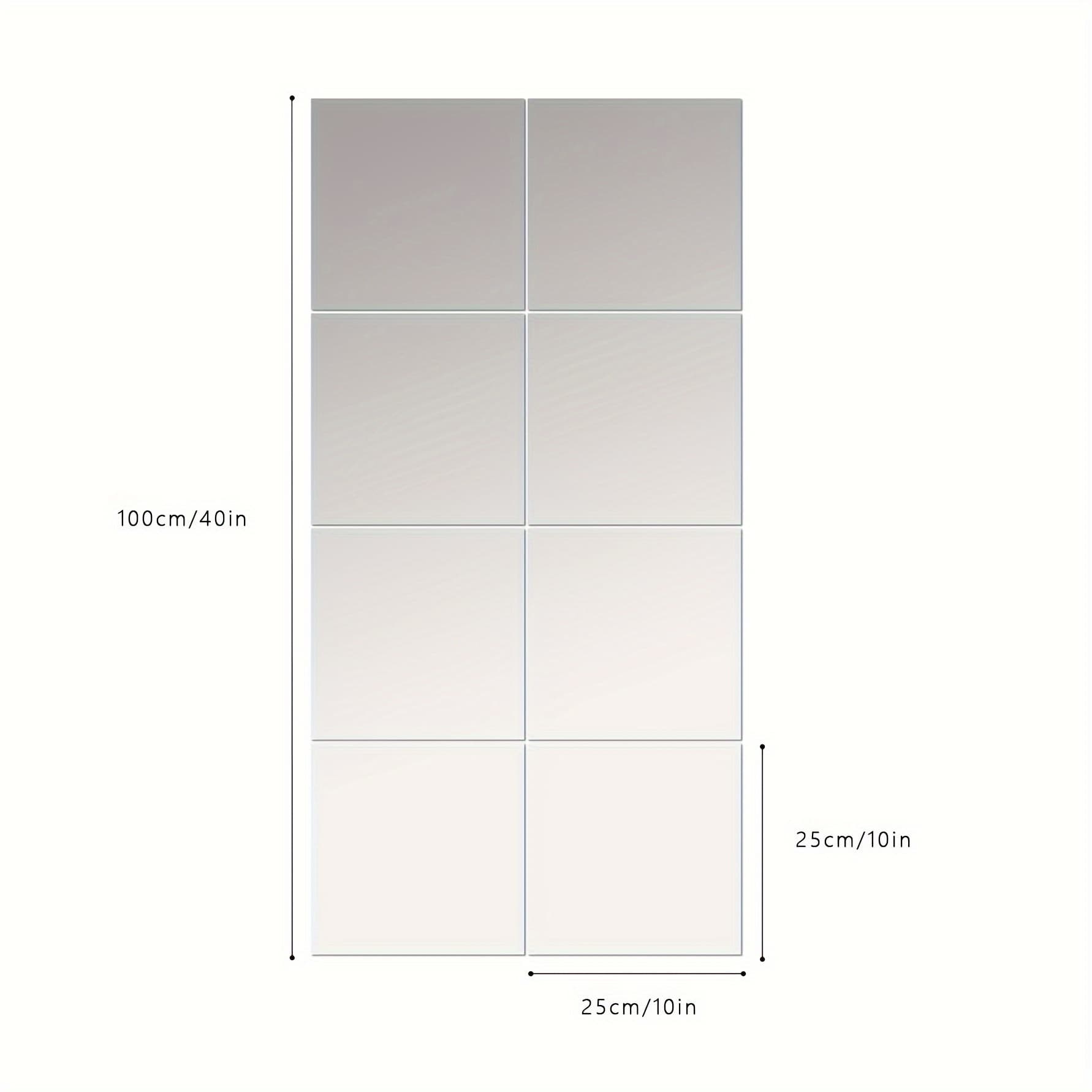 TEMU Full Body Mirrors For Walls, 10x10in 8pcs Acrylic Plexiglass Mirror Wall Mounted Full Length Frameless Mirror Makeup Large Long Mirror For Workout Gym Hallway Mirror Floor Tile