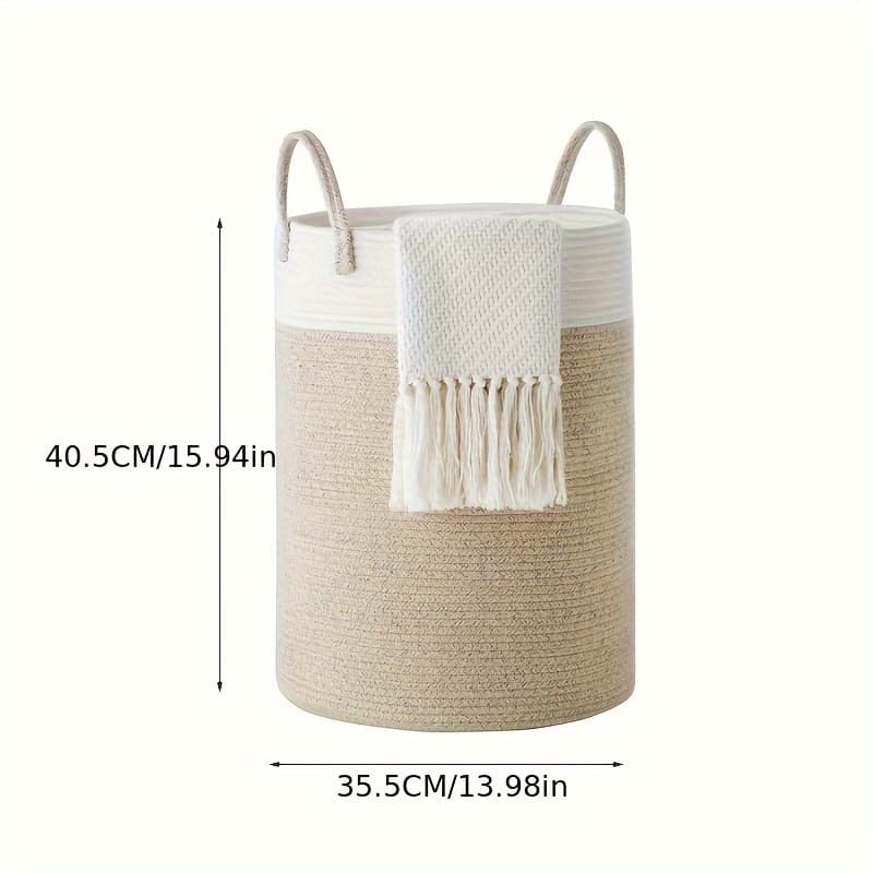 TEMU Capacity Bamboo & Rope Basket - Fabric Storage Hamper Suitable For Clothes,, S - Portable Oversized Basket For Organization,, Laundry Room, Laundry Baskets