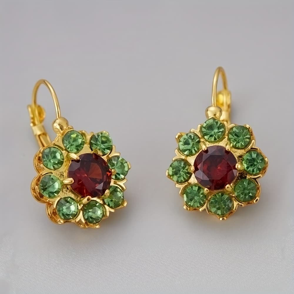 TEMU Vintage Floral Synthetic Zirconia Dangle Earrings Women Jewelry, Women's Fashionable Ear