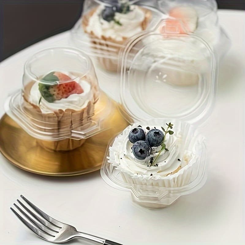TEMU Set Of 150 Individual Plastic Cupcake Boxes With Airtight Dome Lids, Perfect For Carrying Single Cupcakes To Parties