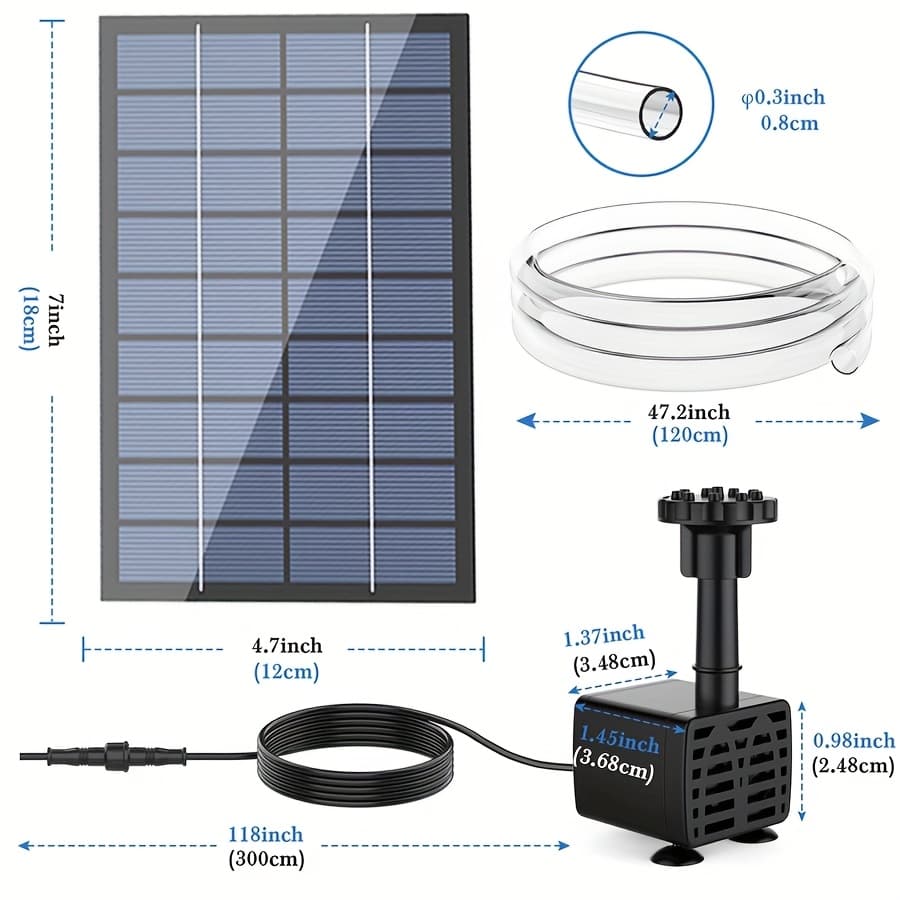 TEMU Outdoor Solar Bird Bath Fountain Pump - 6.5w Power, Ipx8, Upgraded Diy Design With Elegant Spray For Gardens, , Fish Tanks, Aquariums & Pools