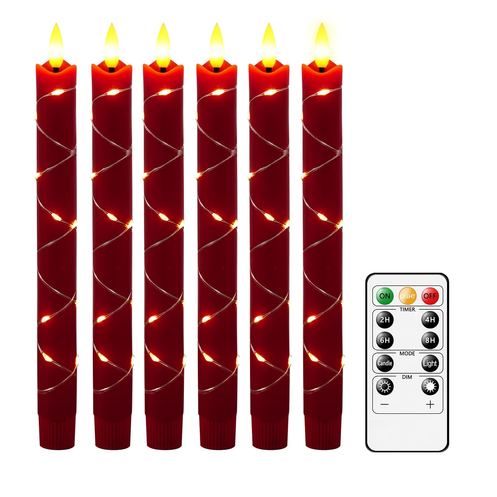 TEMU Nimiko 6pcs Flameless Real Wax String Light Candles, Premium Romantic Flickering Style For Wedding Decoration/ Gifts/ Decoration/ Bedroom Decoration, Ideal For A Warm And Cozy Indoors