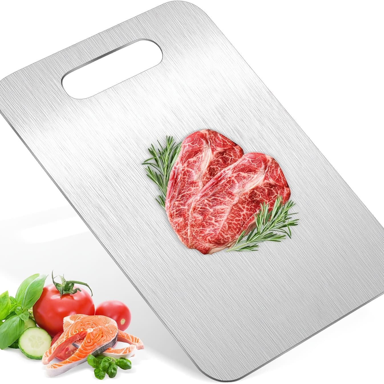 TEMU Stainless Steel Cutting Board, Double-sided Steel Cutting Board For Kitchen Use, Stainless Steel Large Board For Meat, Non-toxic Chopping, Cleaned In Dishwasher