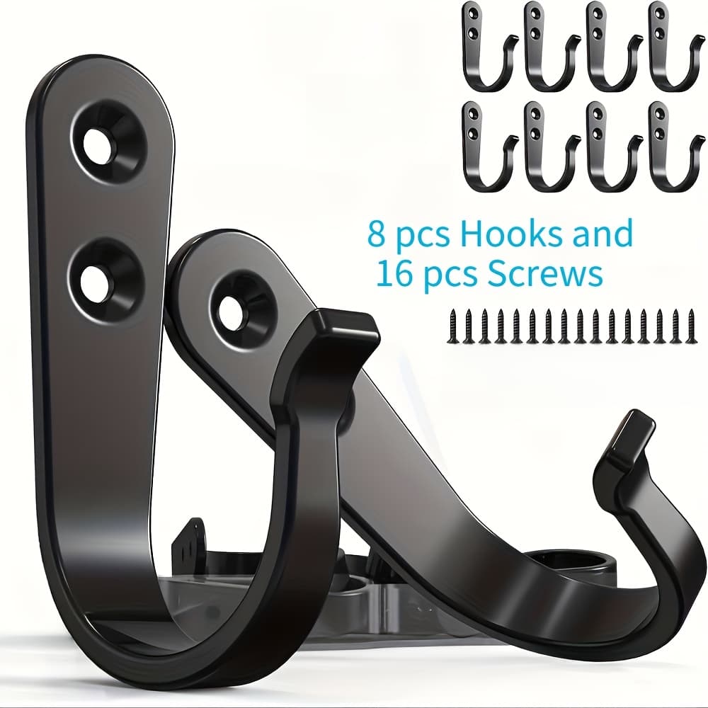 TEMU 24pcs Heavy-duty Hooks With Rust-proof Coating - Easy-to-install Wall-mounted Metal Hangers - Industrial Display Hooks, Suitable For Home And Office Decor