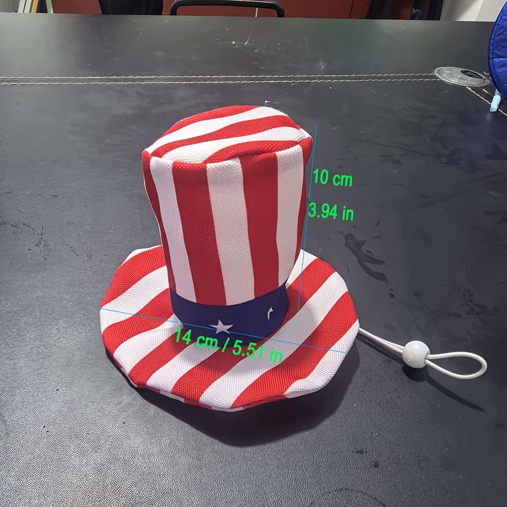 TEMU Xddog Adjustable Red White Stripe Pet Hat With Rope - Patriotic Suitable For Most , Machine Washable For , Memorial Day, Wear, Adjustable For Small Medium Breeds,