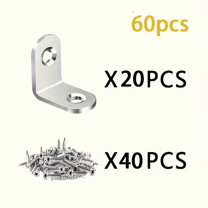 TEMU 60pcs (20pcs Angle Bracket + 40pcs Screws) Angle Bracket Angle Bracket With Screw Set, Suitable For Wooden Drawers Cabinets