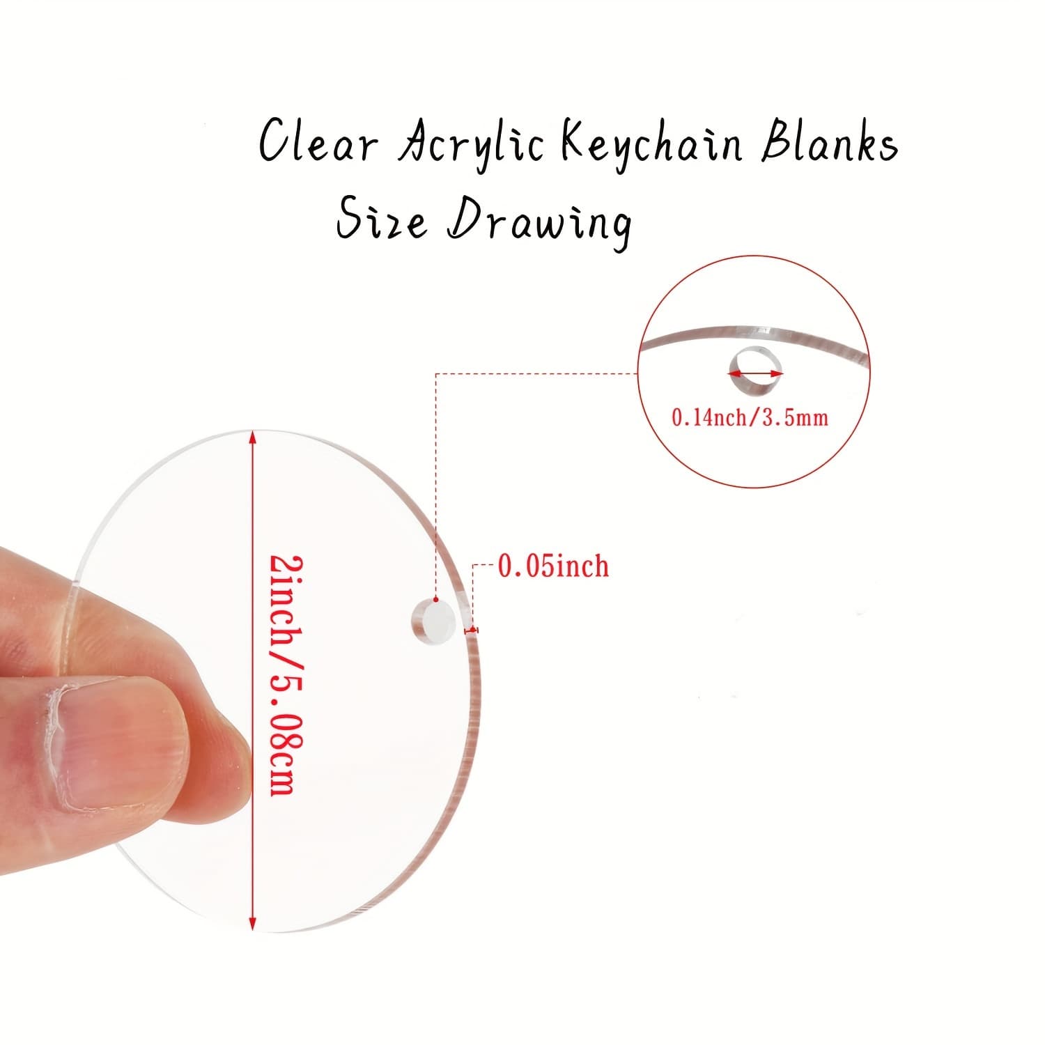 TEMU Round Acrylic Blanks Sheet Clear, Circles Clear Disc Ornaments Blanks With Hole For Vinyl Painting Diy Keychain And Craft Project