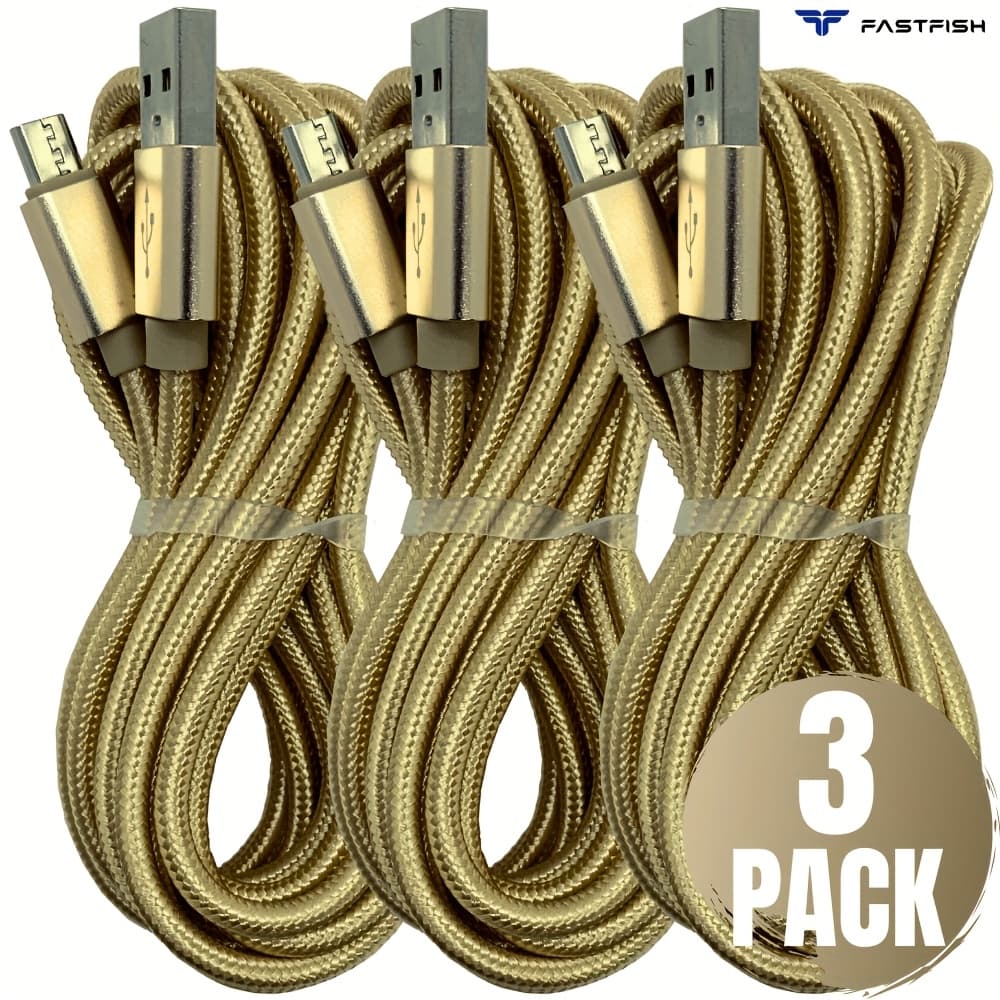 TEMU Fastfish 3pcs 10ft Micro Usb Cable Fast Charger Data Cord Long For For Lg