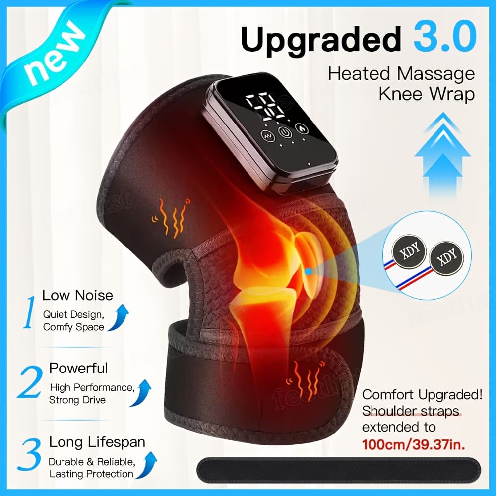 TEMU Heated Knee Massager, Wireless Design, Portable Heated Knee Pad For 3-in-1 Shoulder And Elbow Heating Pad With Vibration 2000mah Battery Knee Pad For Elders