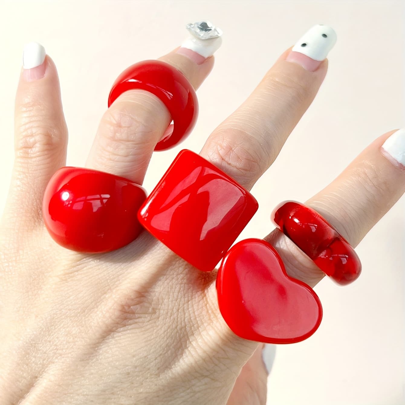 TEMU 5pcs Diverse Shapes Ring Set, Fashionable Matching Jewelry