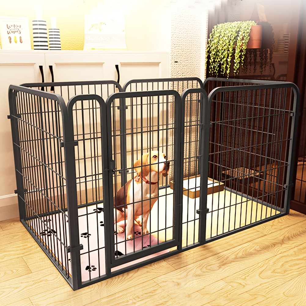 TEMU 6-panel Heavy Metal Dog Playpen - Spacious, Portable Sports Pen For Small To Medium Dogs, Rabbits, And Cats - Suitable For Indoor And Outdoor Use