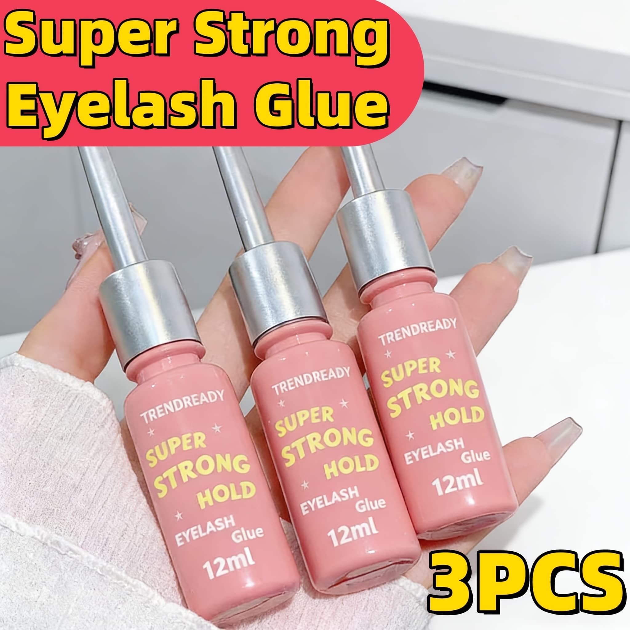 TEMU 6/3pcs Super False Lash Adhesive, Waterproof Long-lasting Eyelash Glue For Makeup