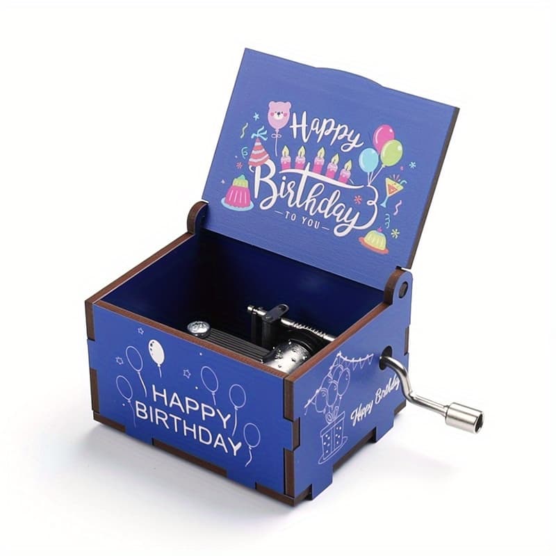 TEMU 1pc, Birthday Edition - Hand Cranked Music Box, Suitable For Birthday Party Decoration/ Commemorative Gifts For , Decoration Ornaments.