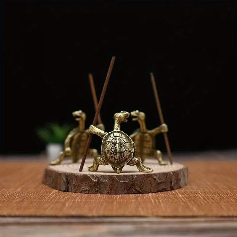 TEMU 2pcs Brass Turtle Incense Holder - Style, Decor Craft, Meditation Holder Brass Turtle Red Copper Turtle