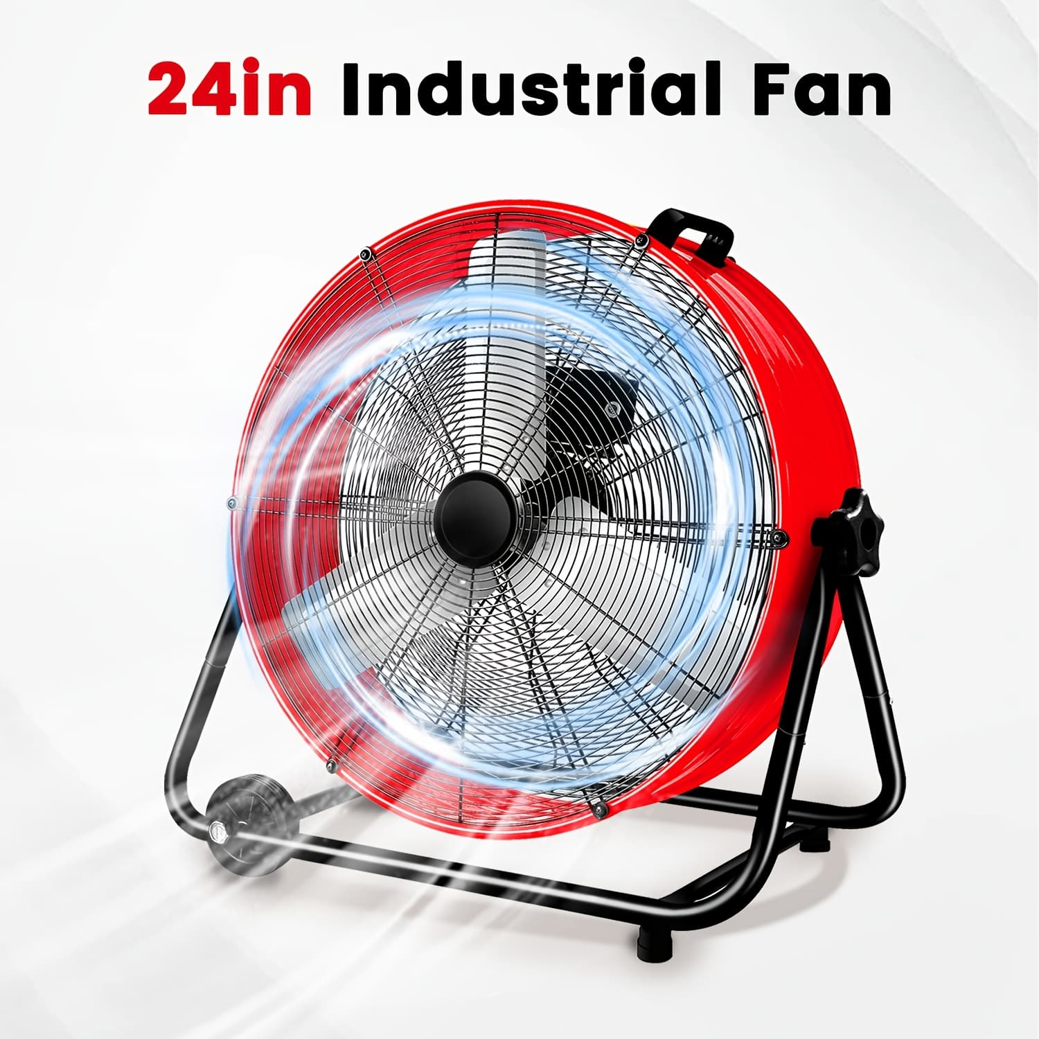TEMU 24-inch , Garage Fan With Portable Handle, 360° Adjustable, Heavy-duty Floor Fan, Motor, Commercial Rapid Cooling Fan