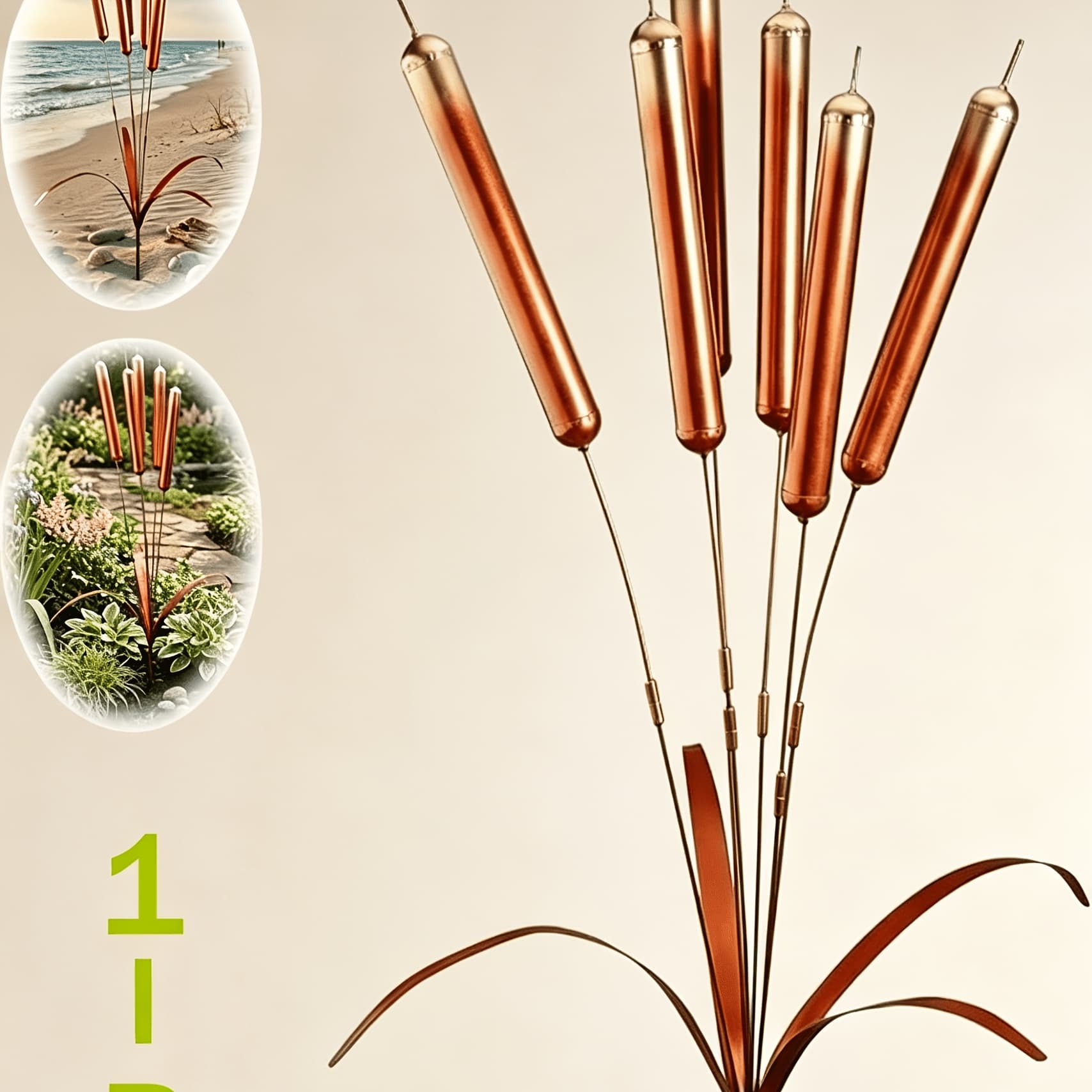 TEMU Rustic Wind Chimes, Copper Metal Garden Stake Decor, Outdoor Wind Catcher Yard Art For Patio And Lawn