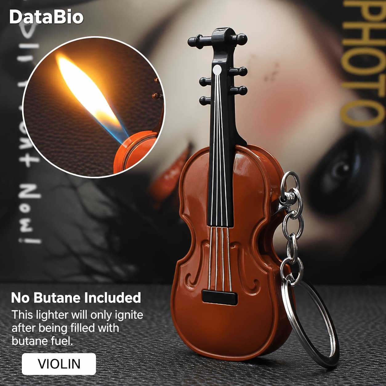 TEMU (no Butane)unique Creative Guitar Lighter - Windproof Lighter With Soft Flame, Mini Metal Keychain Decoration, Perfect Christmas Gift For Music Lovers