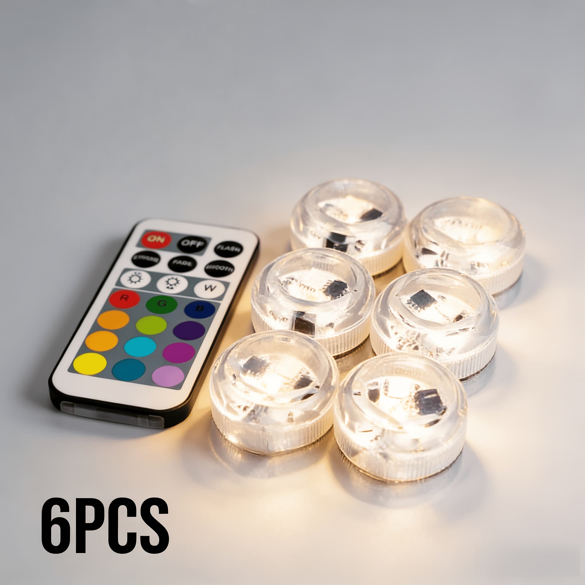 TEMU 6 Pack Submersible Led Lights With Remote, 16 Colors Waterproof Pool Lights For Inground & Above Ground Pool, Vase, Pond & Party Decor