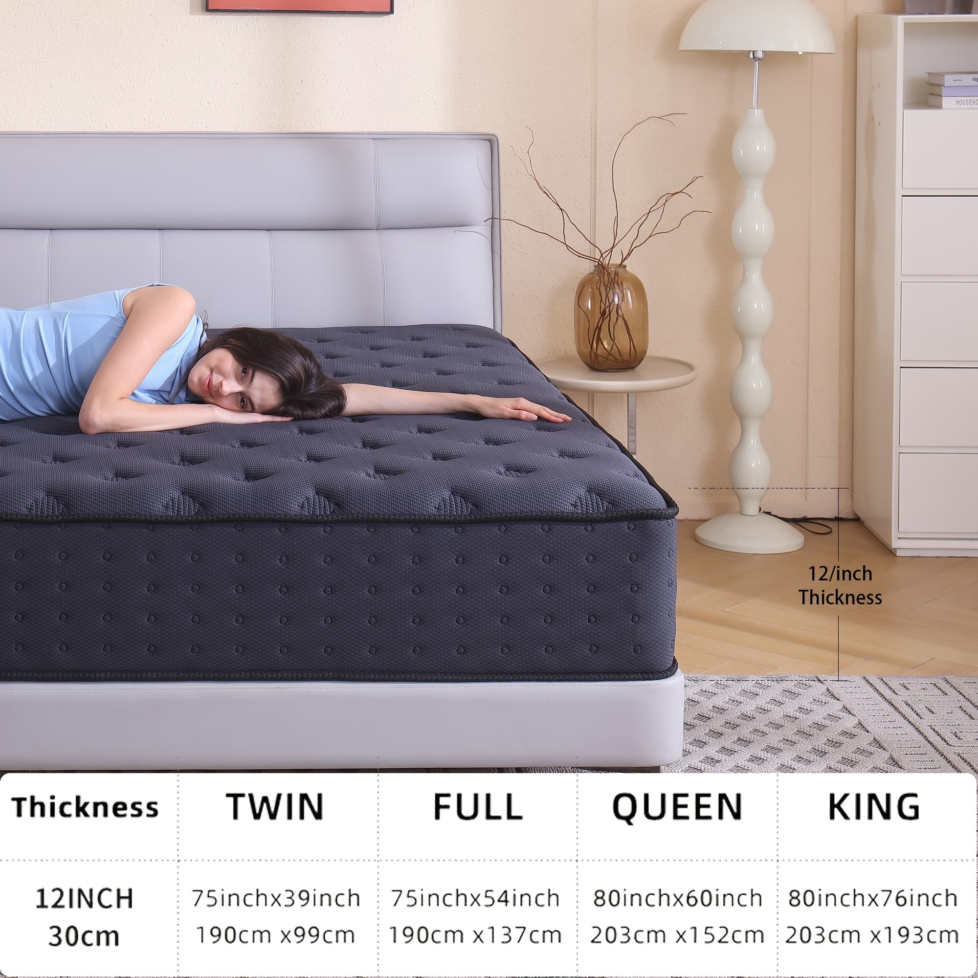 TEMU 12/14 Inch Multilayer Full Queen King Size Mattress- Multiple Sizes & Styles , With Memory Foam And , Medium