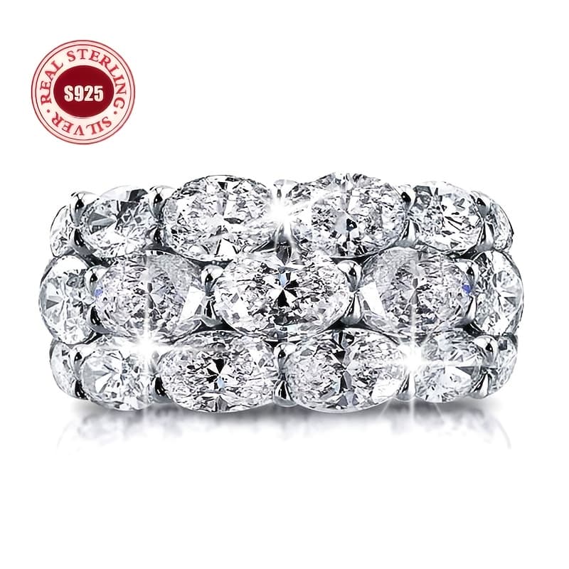 TEMU 925 Sterling Silvery Ladies' Moissanite Ring, With A Retro Luxurious Design, Suitable For Weddings And Special Occasions. Stunning Jewelry Gifts For Family Or On Valentine's Day Or Anniversaries