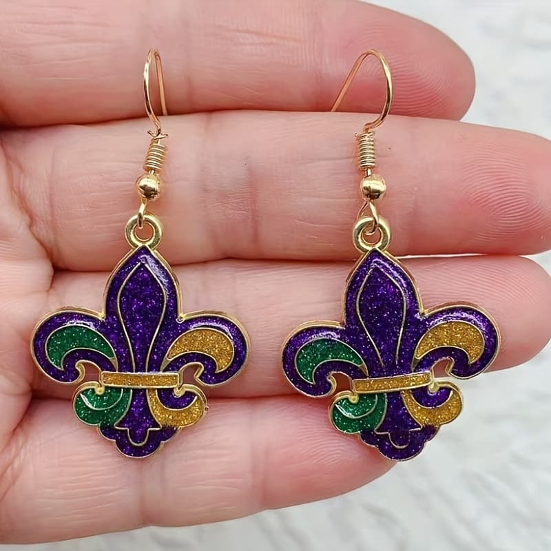 TEMU Carnival Sequin Earring Set Carnival Purple Carnival Pendant Earrings Women Personality Alloy Sparkling Drip Oil Earrings Gift