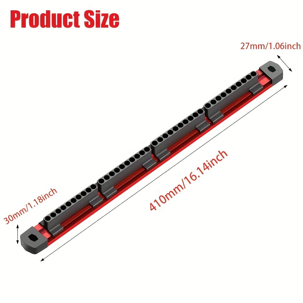 TEMU Magnetic Metal Hexagonal Screwdriver Bit Aluminum Storage Rack, Fixed Plug Storage Box, Hanging Storage Auxiliary Tool Rack, Drill Bit Organizing Tray - 40 Hole Plastic Support, Storage Racks