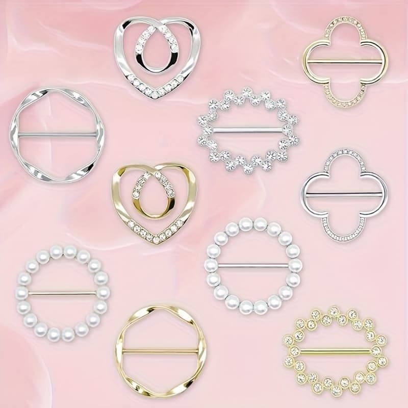 TEMU 10pcs Scarf Ring Clips, Shirt Tie Clips For Men And Women, Shirt Fastening Clips, Unisex, Golden/silvery