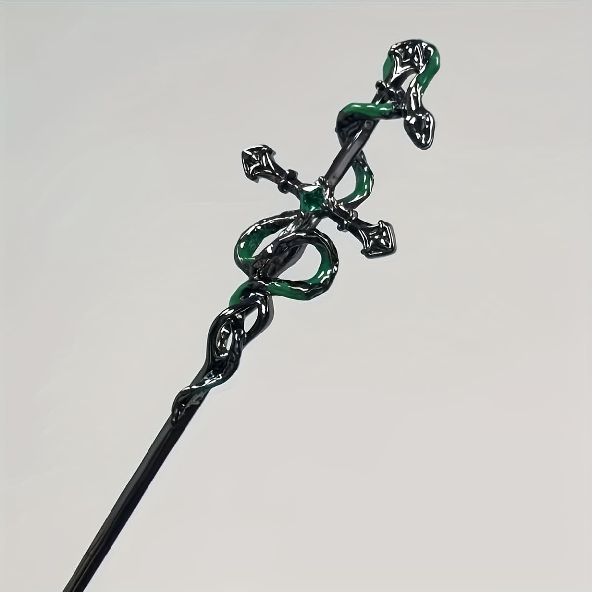 TEMU Elegant Snake & Hairpin - Sophisticated Alloy Hair Stick With Green & , Women's High-fashion Accessories, Cute Hair Accessories