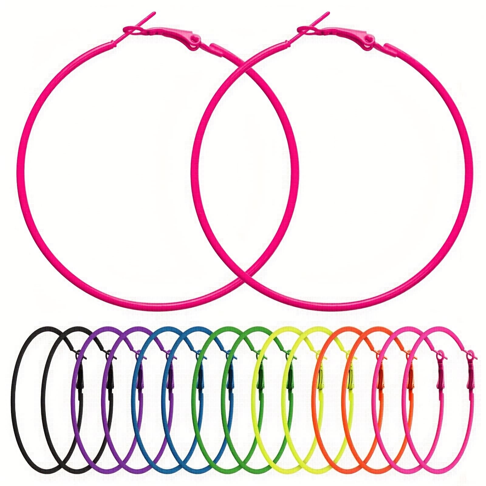 TEMU 14 Minimalist Colorful Large Circle Earrings For Women, Perfect For Daily Wear, Vacations, Parties, Evening Events, And As Gifts For Birthdays, Christmas, New Year, And Valentine's Day