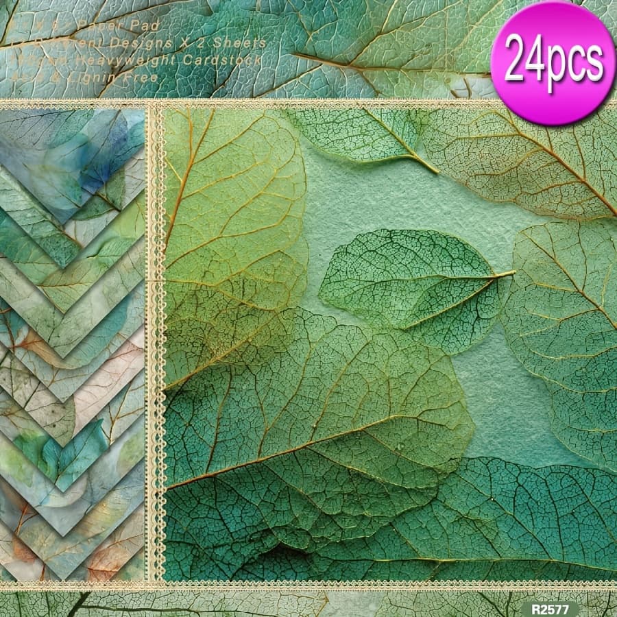 TEMU 24pcs 6x6 Inch Shallow Leaf Veins Aesthetic Paper Pattern Single-sided Decoupage Paper Pad For Crafts Journaling Supplies Gift Wrapping Album Art Decorative Craft Paper