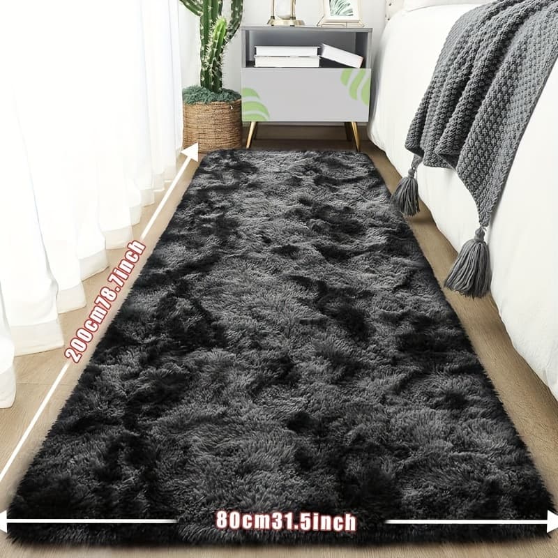 TEMU 1pc Tie-dye Plush Fluffy Mat, , Absorbent, Non-slip &, Suitable For Living Room And Bedroom Areas, Home Decor