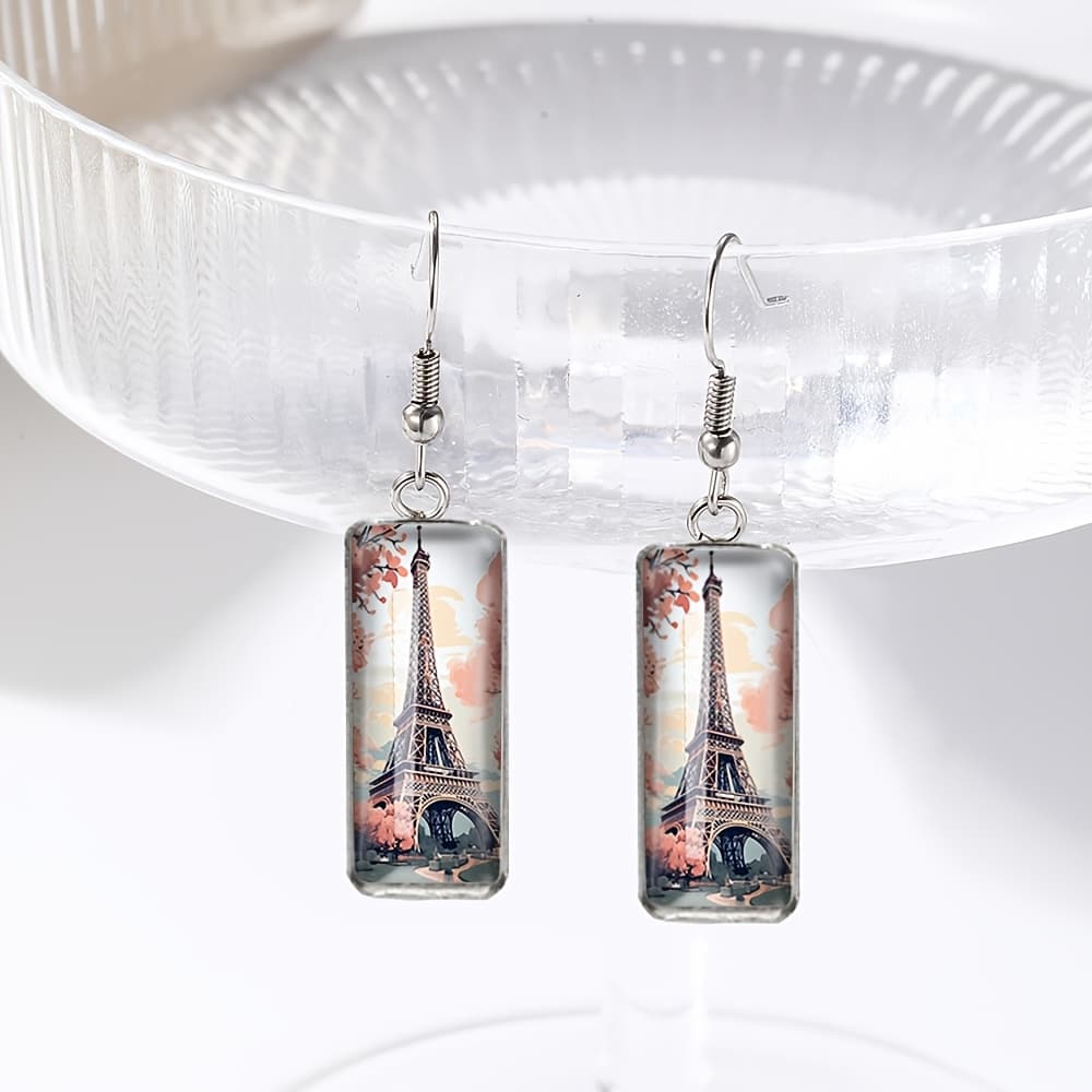 TEMU A Pair Of Irregular Glass Earrings Shaped Like The , Perfect As A Gift For A Friend