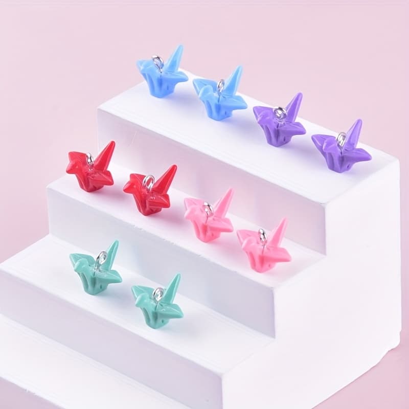 TEMU 10pcs Crane Resin Charms Earrings Necklace Jewelry Additions