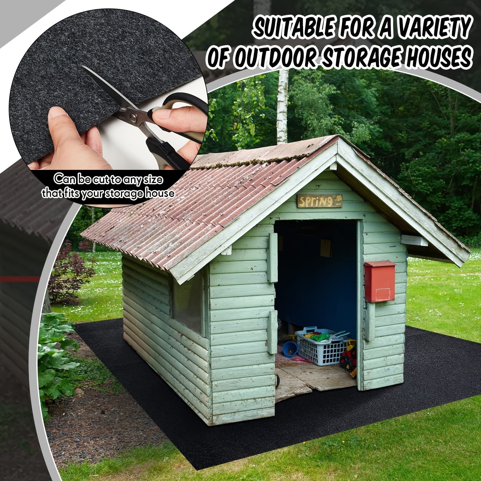 TEMU Outdoor Storage Shed Floor Waterproof Outdoor Carport Mat Thickened Soft Patio Furniture Pad Washable With Non Slip Backing, Storage Shed Not Included(8 X 12.5ft)