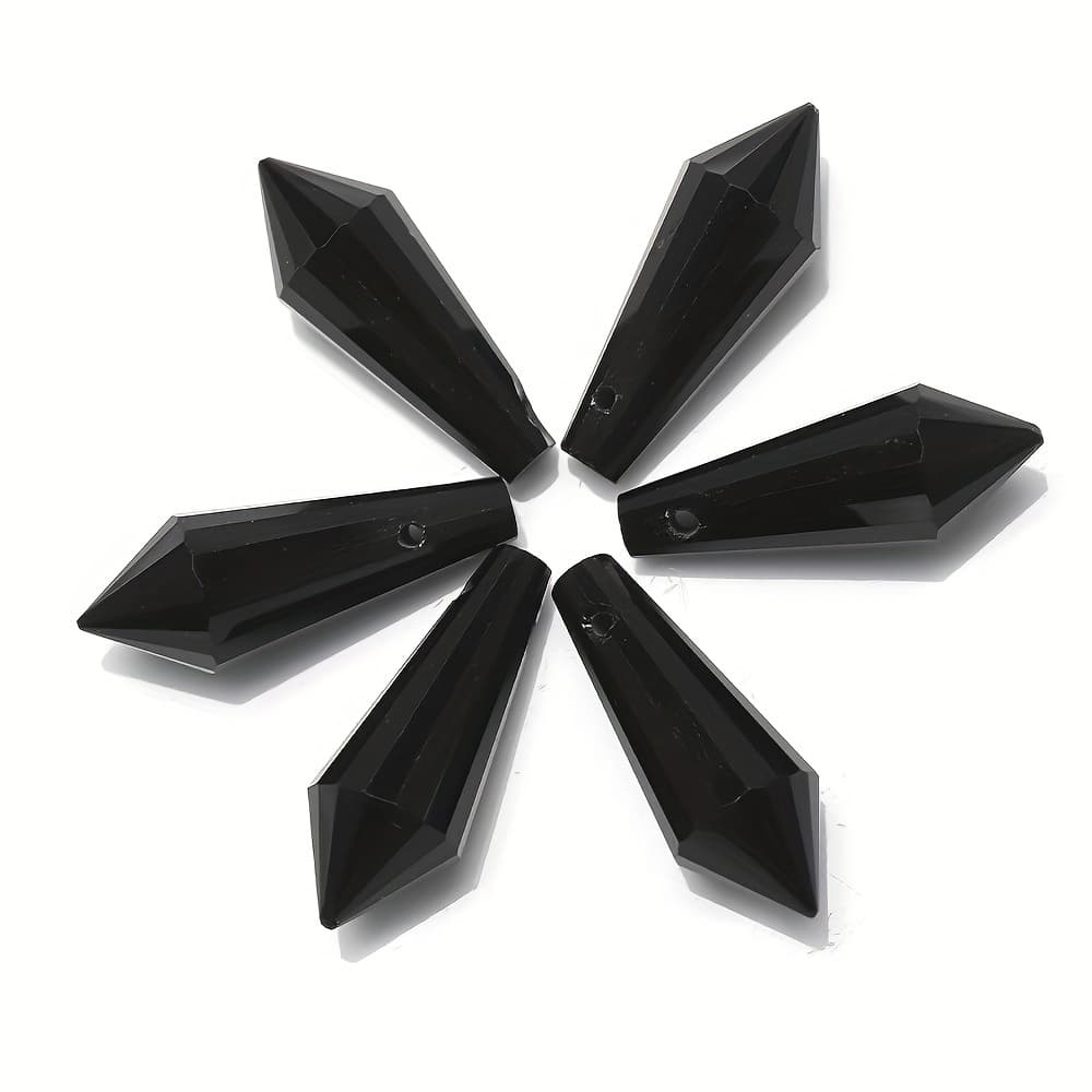 TEMU 20pcs 8*20mm Medium South Column Long Pointed Teardrop Colorful Horizontal Hole Pendant Beads Glass Jewelry Making Supplies For Earrings, Bracelets, Necklaces, And Nail Art Decorations