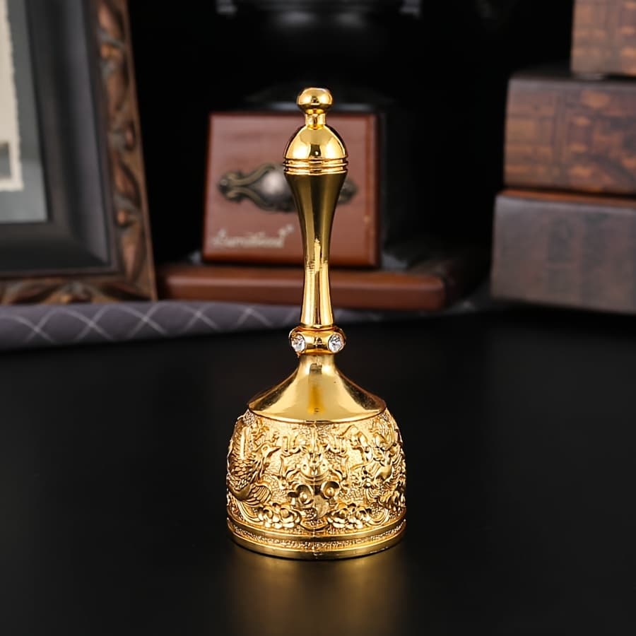 TEMU Burronwood Vintage Hand-cranked Bell - Ornate Brass Wedding/ Temple/classroom Bell With Clip Attachment, Manual Ring For, Events & For Diwali Ceremonies - Durable Metal Call Bell (no /)