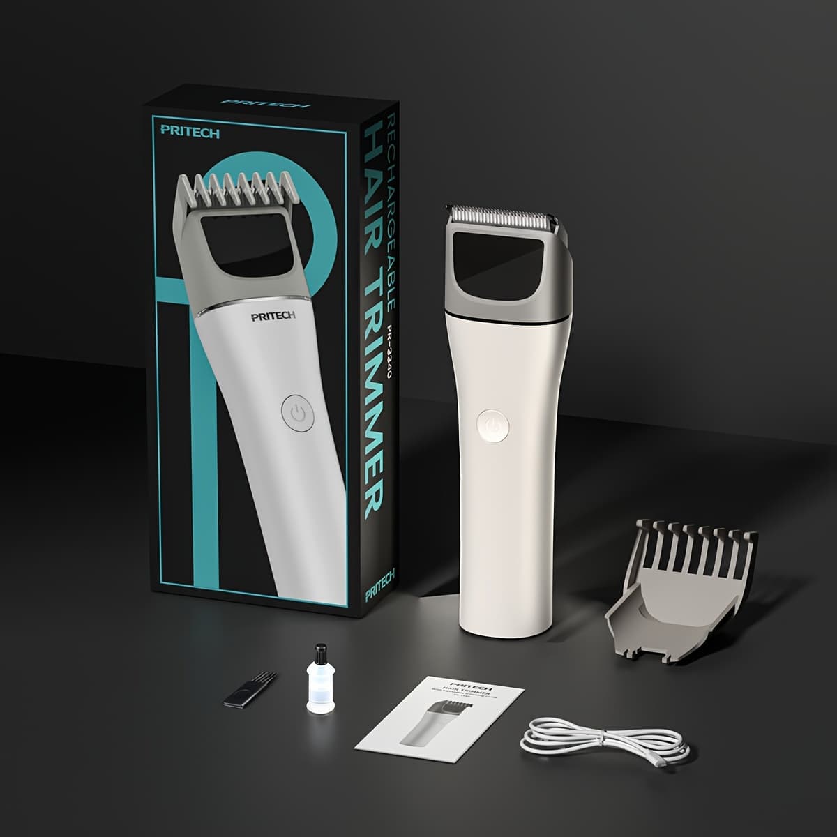 TEMU Pritech Hair Trimmer, Wireless Electric Hair Clipper, Ceramic Blade, Body Shaver, 7 Adjustable Cutting Lengths, Lock, Usb Type-c Charging, Versatile, Gift, Professional Clipper