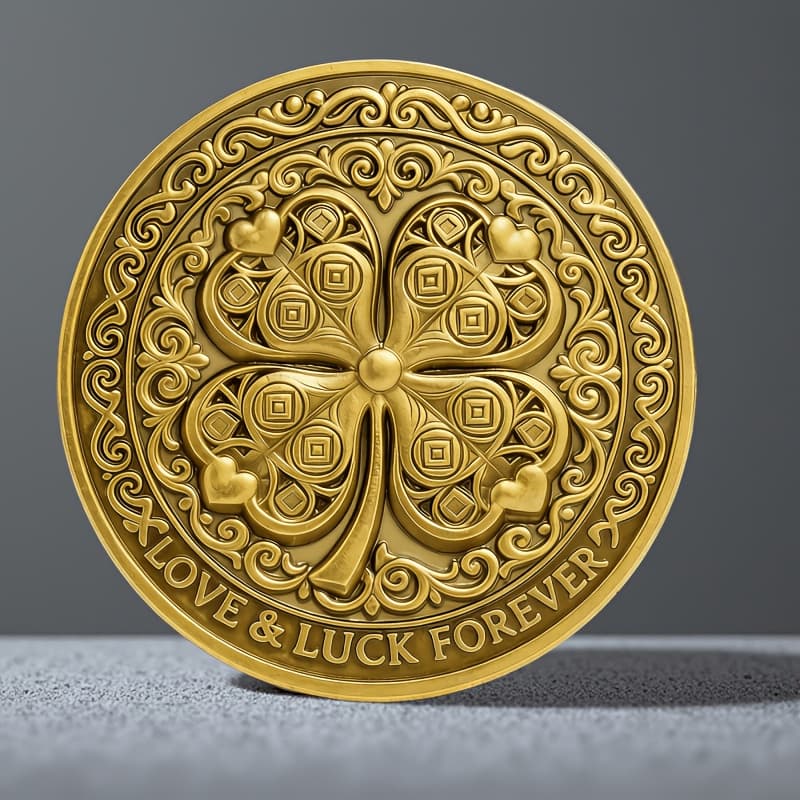 TEMU High-stereoscopic Relief Clover Coin, Love And Luck Coin, 3d Relief Pattern Coin, Unique Collectible Souvenir Novelty Gift Gift